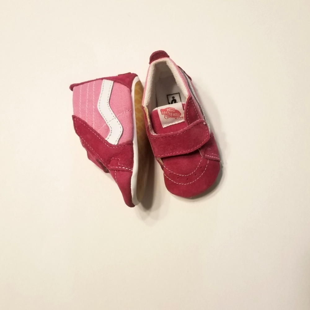 Pink Vans soft-sole baby shoes